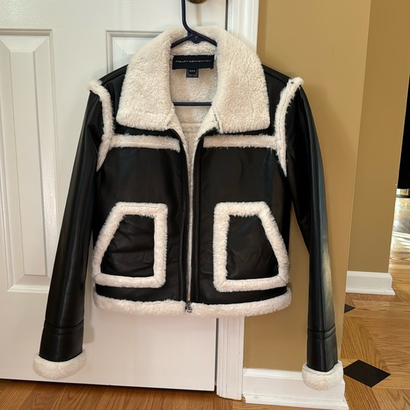 Brand new French Connection leather fur jacket - Picture 1 of 11